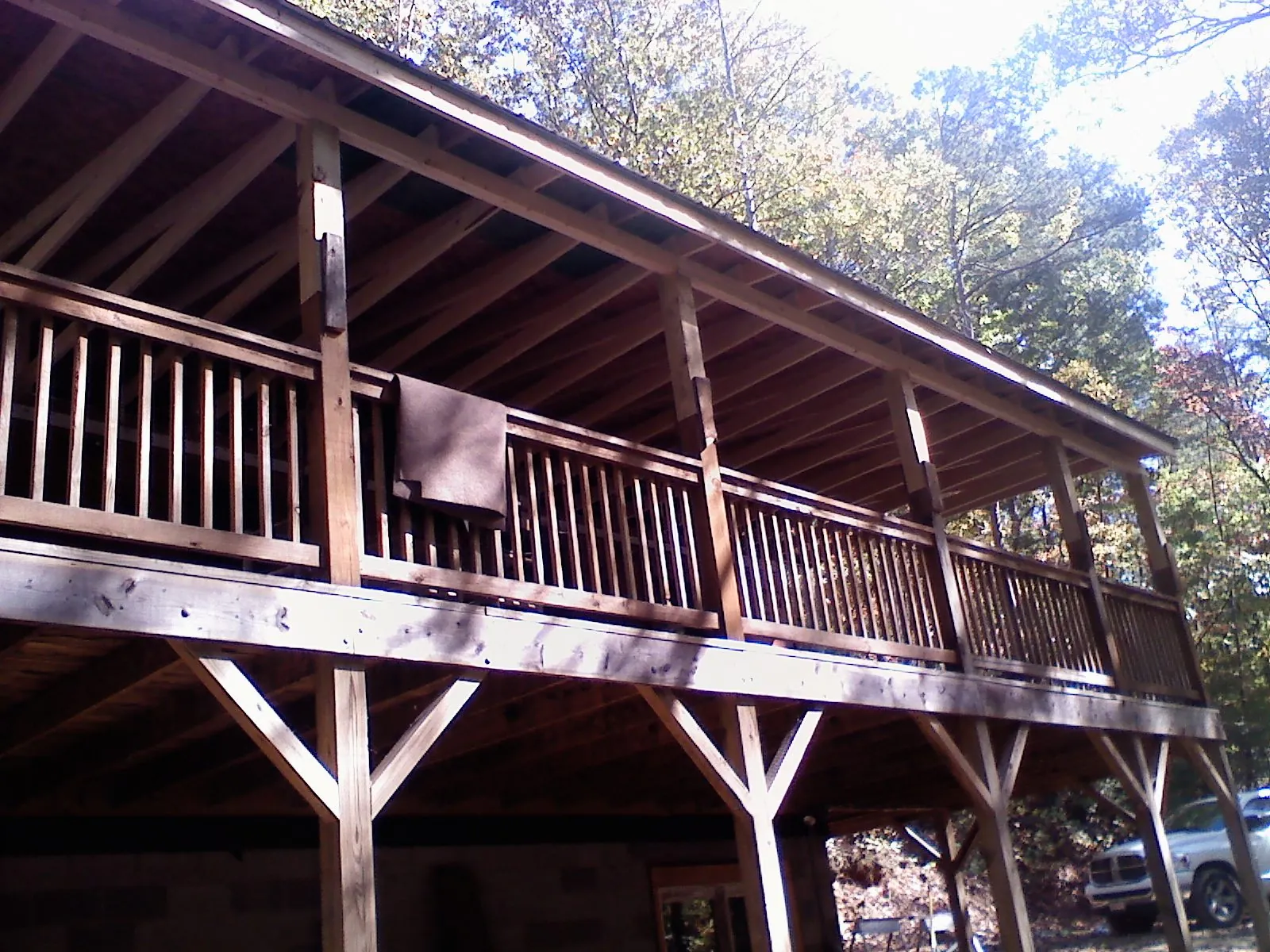 Timber framing under a new elevated porch and deck — Roof Leak Repair in Woodcliff Lake by Roofing Brothers